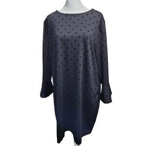 Old Navy XL Black Velvet Swiss Dot Dress Long Sleeve Polka Dot Coquette Twee